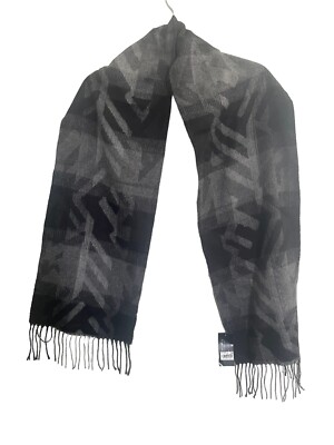 NWT CEJON Italian Scarf Black Shades of Gray Fringe #1727