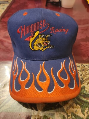 Vintage Mongoose Racing Blue Hat Cap W/ Flames Falcon - Dennis Givens