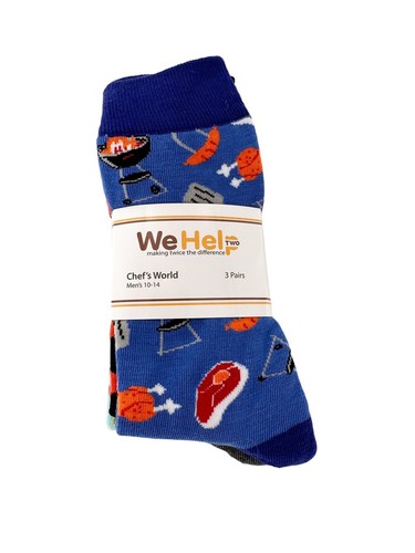 Chefs World Mens Size 10-14 3 Pairs New Bbq Steak Chicken