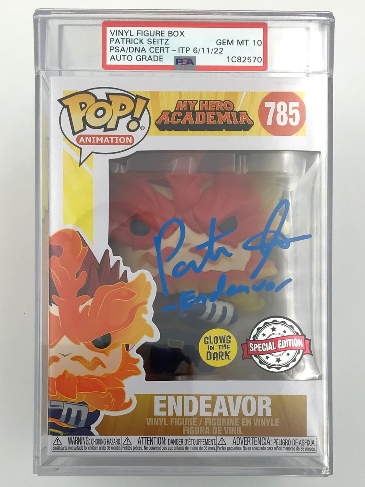 Funko Pop! MHA Endeavor #785 Autograph by Patrick Seitz PSA