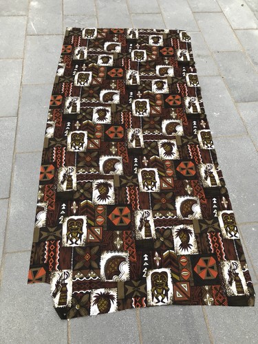 Vtg 2.5 Yds 60s Hawaiian Shirt Fabric Tiki Tropical Design Cotton