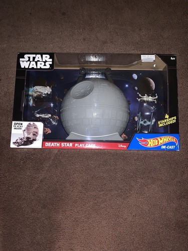New Disney Star Wars Death Star Play Case + 4pc Starship Set Hot Wheels Die Cast