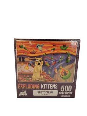 NEW Exploding Kittens Spicy Scream 500 Piece Jigsaw Puzzle Cat Kitten Jalapeno 