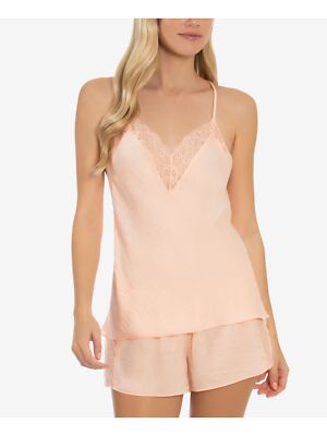 LINEA DONATELLA Женский оранжевый топ-спагетти на бретелях и шорты, атласная пижама S