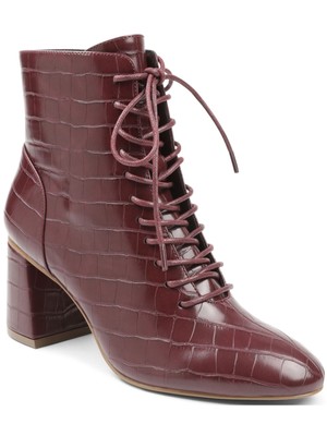 

Женские ботильоны XOXO Maroon Croc Lace Padded Kieran с миндалевидным носком на блочном каблуке 9,5 м, XO203271
