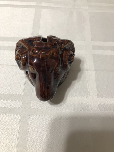 19th Century Rockingham Glaze Rams Head Bank