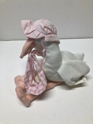 Vintage Russ Berrie 15'' BUNDLES Stork Plush *Pink/White Special Delivery #2845