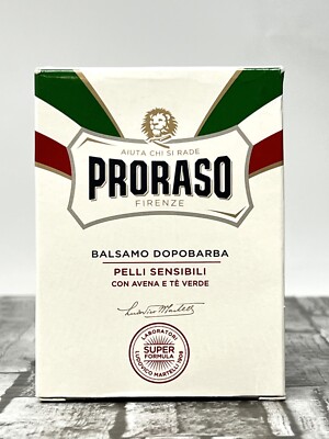 Authentic Proraso Aftershave Balm Sensitive Skin Moisturizer oatmeal & green tea