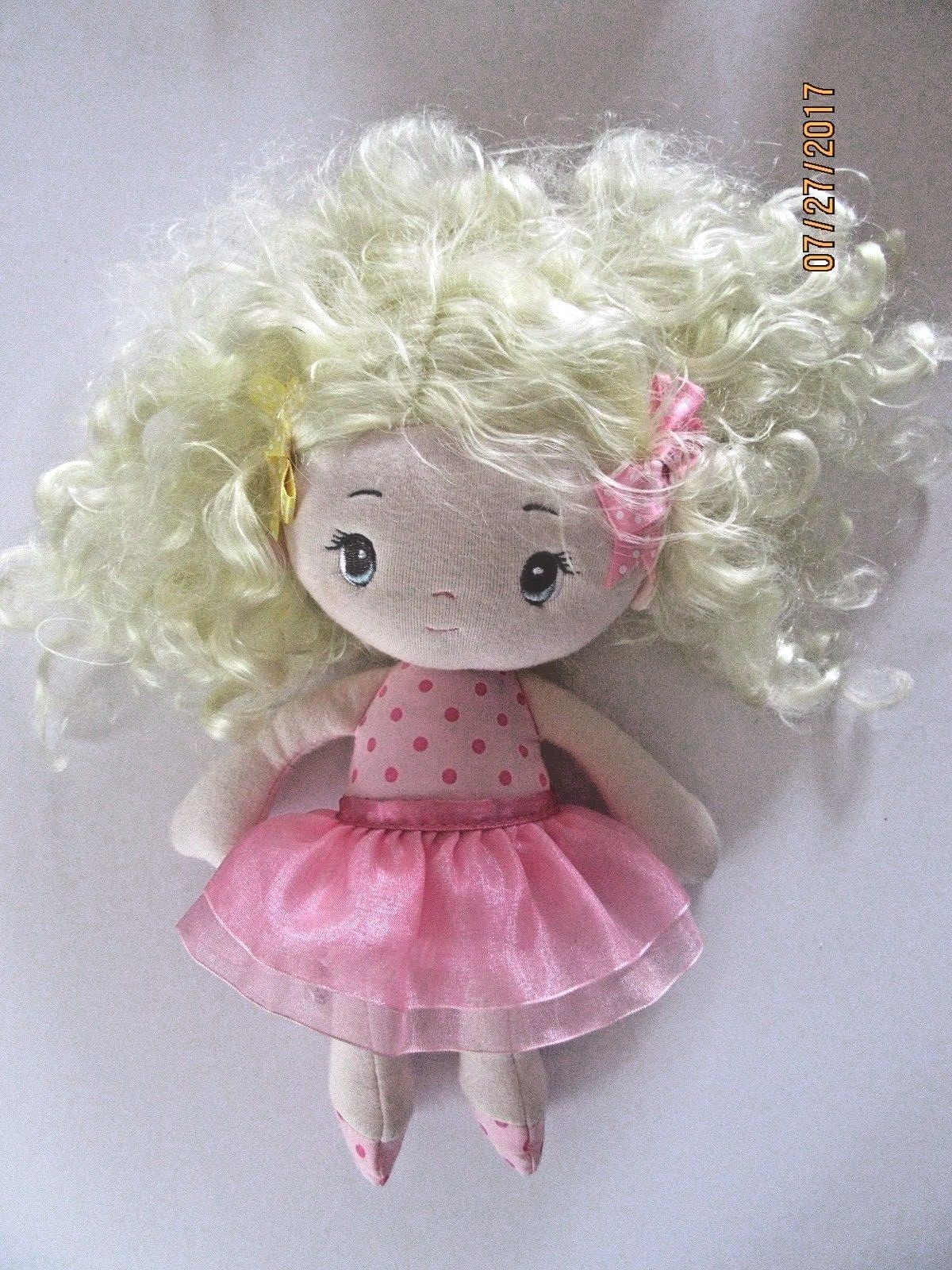 Aurora Toy Doll Plush Stuffed Blond Hair in Pink Dress Cutie Curls Olivia