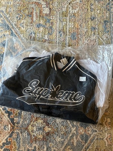 SUPREME PLAYBOY WOOL VARSITY JACKET BLACK DS SIZE SMALL FW17 SUPREME PLAYBOY WOOL VARSITY JACKET BLACK DS SIZE SMALL FW17