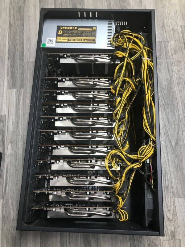 Minebox 12 Mining Rig w/ 11 Asus 5700 graphics cards