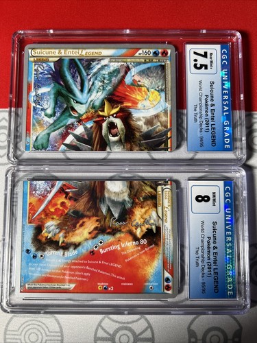 2 Card Set Suicune & Entei Legend CGC 7.5 & 8 94 95 Holo