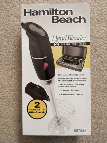 Hamilton Beach 2 Speed Immersion Blender Model 59785R. 2 Attachments & Case. NEW