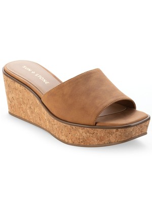 

SUN STONE Женские коричневые сандалии на танкетке Charlottee Cork Platform 1 без шнуровки 5 м, Коричневый, 10012598900