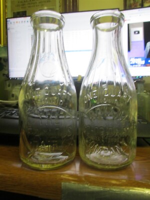Indiana, PA. 2 diff TREQ Milk Bottles-The Famous Dairy & Indiana Co-Op. Dairy Co