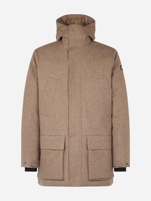 Pre-owned Mc2 Saint Barth Man Hooded Parka With Herringbone Print In White