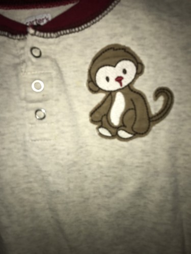 Carters 4T multi-color Monkey Two Piece Long Sleeve Pajamas 100% Cotton GUC