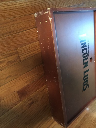 Original Lincoln Logs Coll Edition Approx 150 pcs. Heavy Wood Box Carrying Case