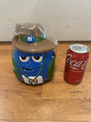 M&M Candy Blue Cowboy Bandit Halloween Ceramic Candy Jar VINTAGE Still Sealed