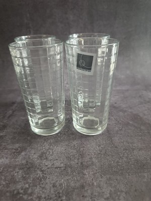 4 Mid Century Modern Pasabahce Block Optic 5  Circleware Clear Glasses
