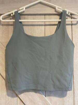 Old Navy Active Crop Top Bra Womens Sz M Ribbed Green Sport Tank Sleeveless