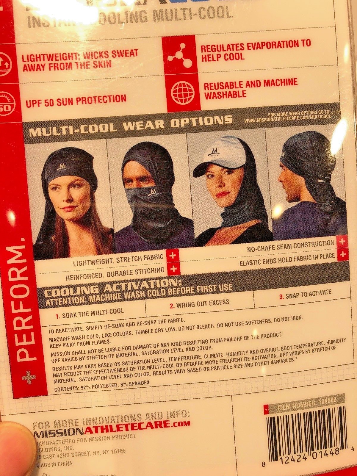 Mission Multi-Cool 12 in 1 Multifunctional Gaiter and Headwear, Black or Blue