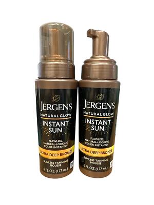 Jergens Self Tanner Natural Glow Instant Sun Sunless Tanning Mousse SET OF 2