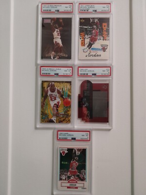 MICHAEL JORDAN 1990 1996 1997 PSA 8 FIVE CARD LOT X5 FLEER SKYBOX CHICAGO BULLS 