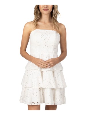 

SPECHLESS Женское короткое вечернее платье без рукавов без бретелек с люверсами + расклешенное платье, Белый