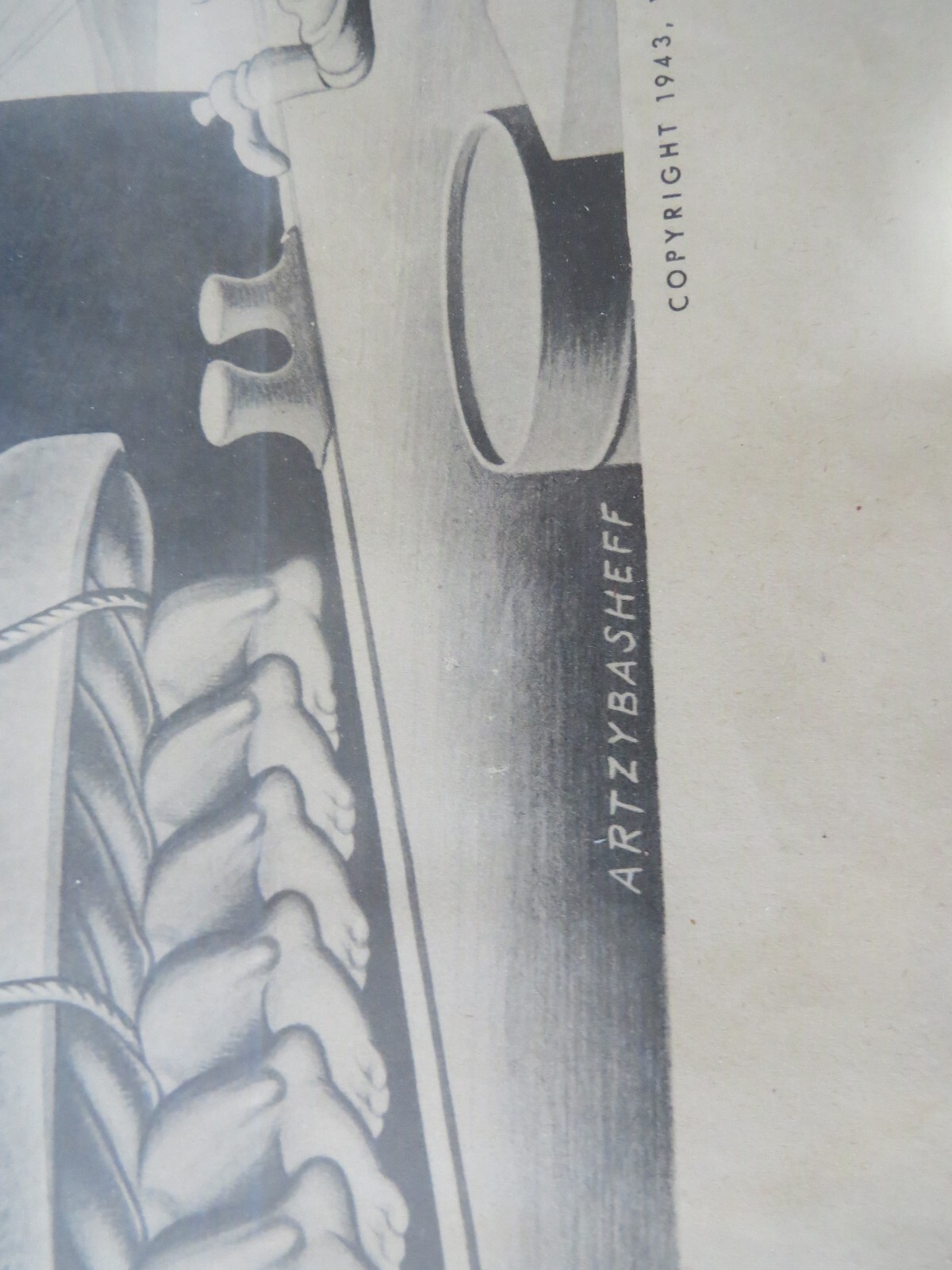 Very Rare Boris Artzybasheff Original WW2 1942 Propaganda Framed Poster