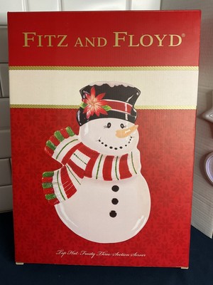 Fitz And Floyd Top Hat Frosty Three Section Server (NEW)