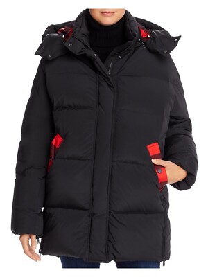 

WOOLRICH Женская черная зимняя куртка с пуговицами и пуговицами с боковыми шлицами Пальто, Черный, WW0264