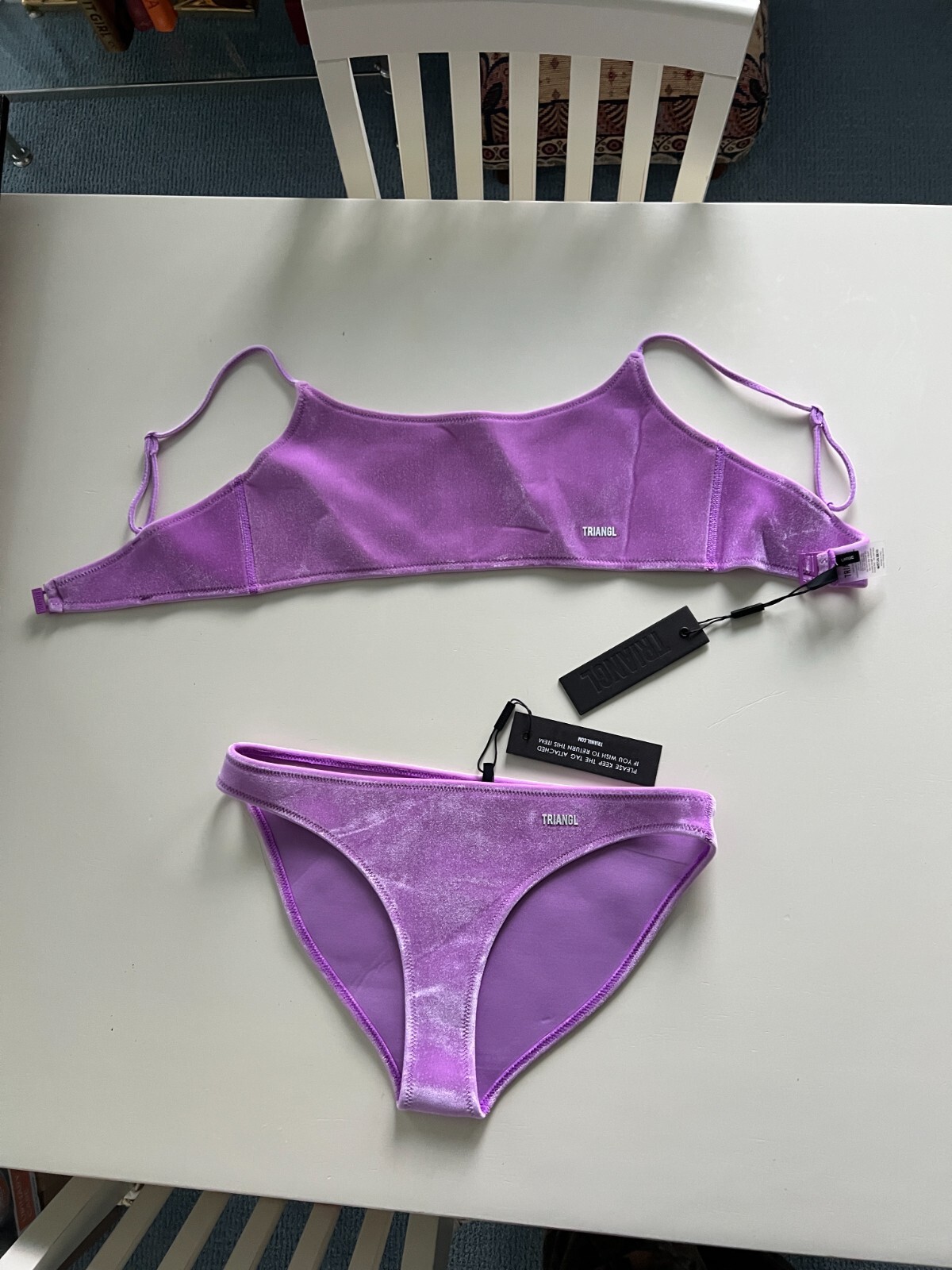 NWT Purple Velvet Triangl Swimwear Mica Bikini Set Size