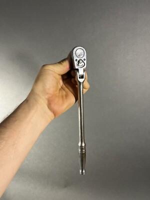 vintage SNAP ON  3/8'' F731  11   LONG FLEX HEAD CHROME RATCHET F 731. 1989 Date