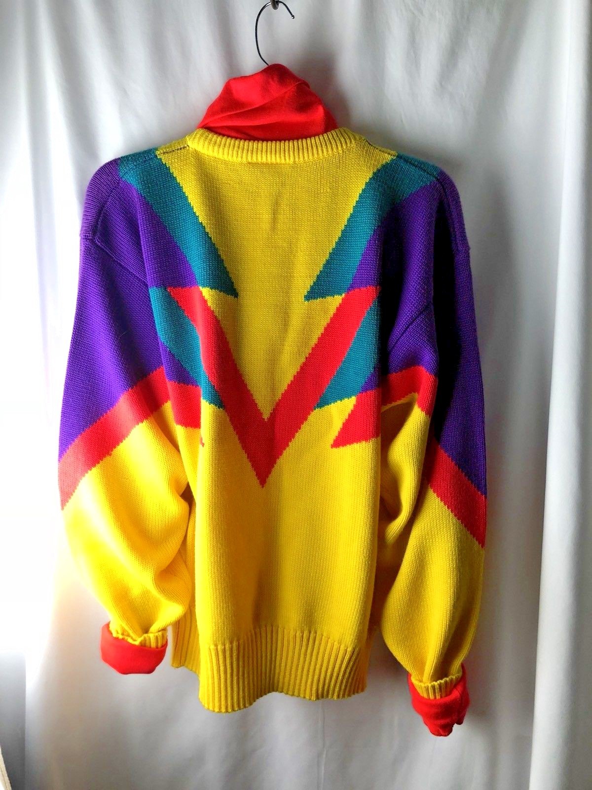Vintage 80s Meister Neon Ski Sweater MED 1980s Skiing Snowboard RETRO SKI PARTY
