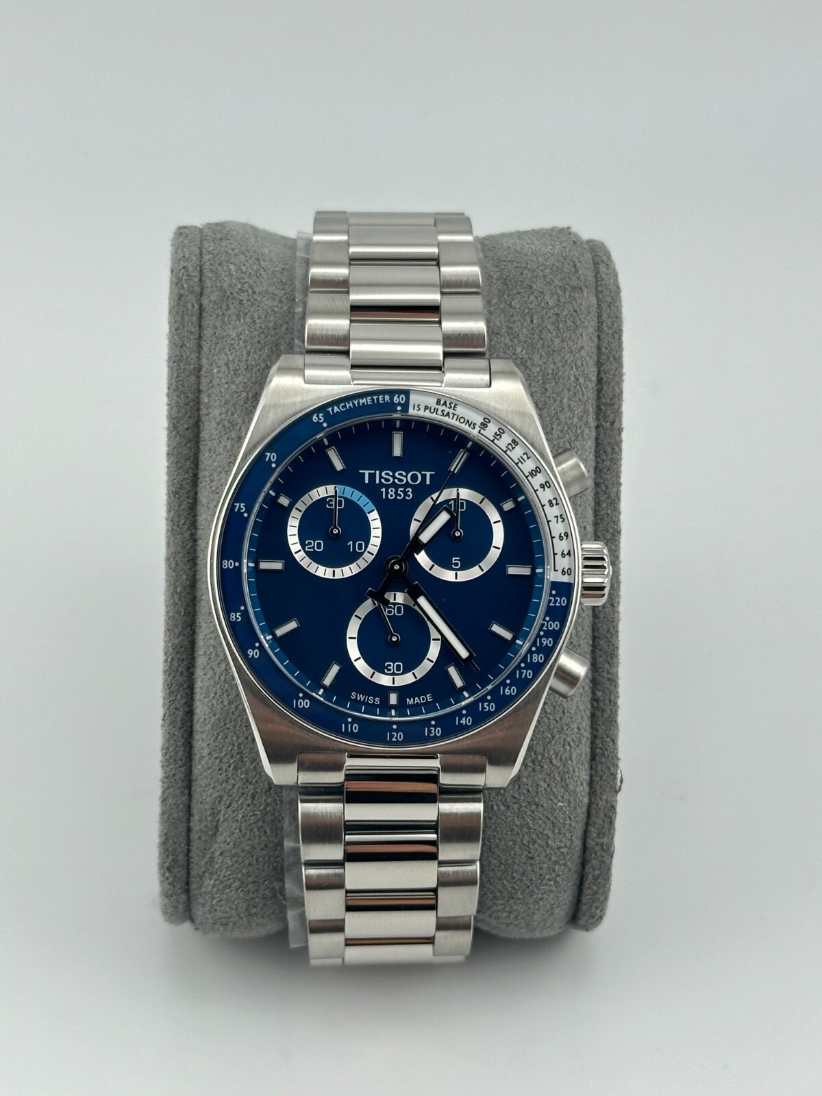Pre-owned Tissot Pr516 Chronograph 40 Mm Ss Quartz Blue Dial Watch T149.417.11.041.00