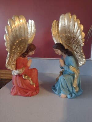 PAIR ADORING GOLD WINGED ANGELS