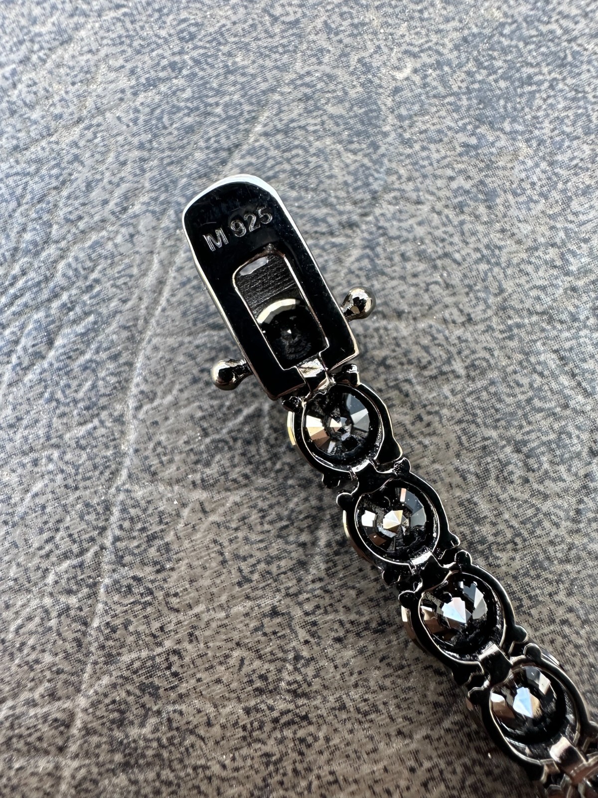 Pre-owned Silver Real Black Moissanite 7mm Tennis Bracelet Oxidized Black Rhodium Over 925