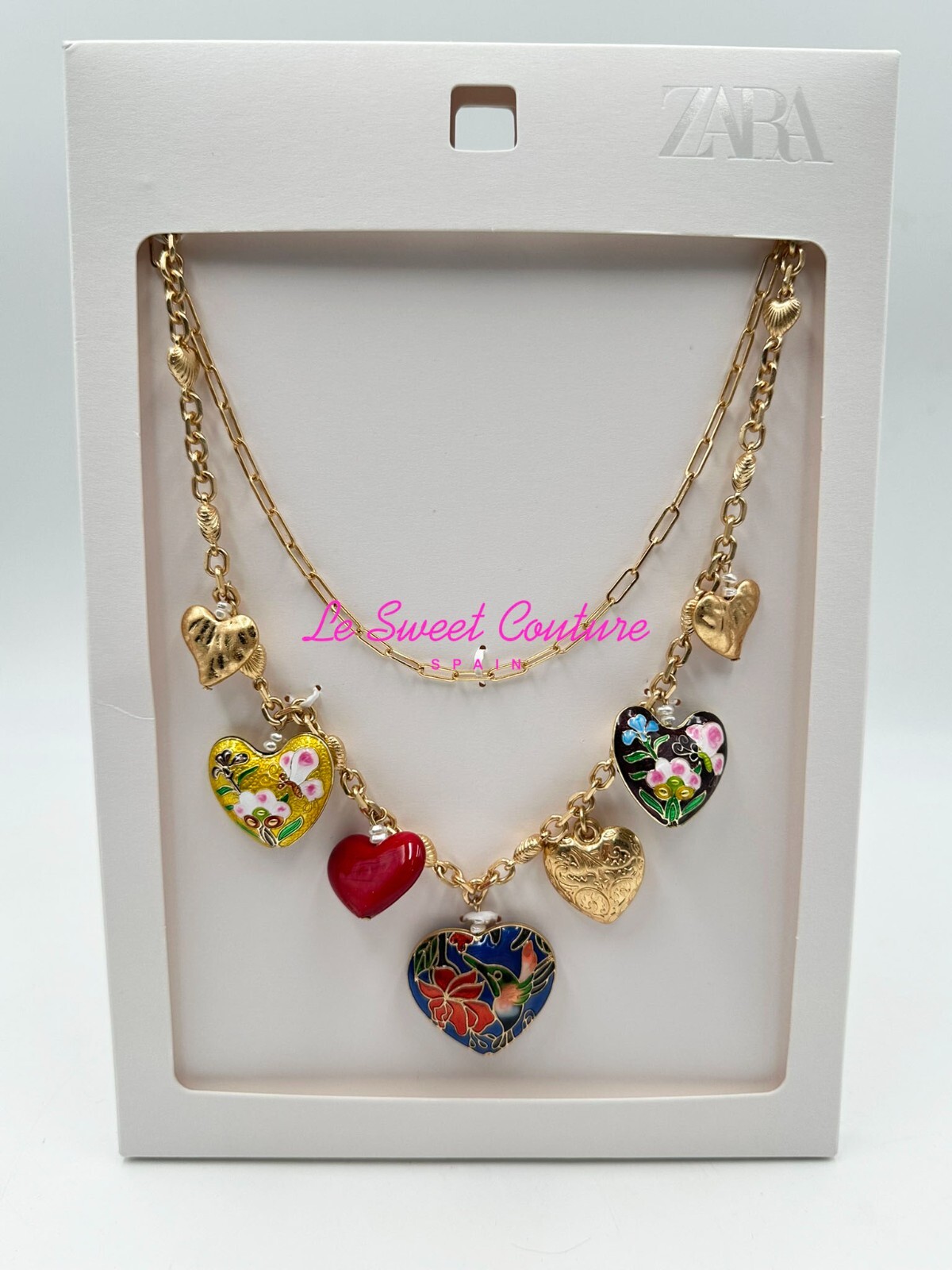 ZARA WOMAN NWT SS25 PACK OF 2 HEART NECKLACES GOLDEN 1011