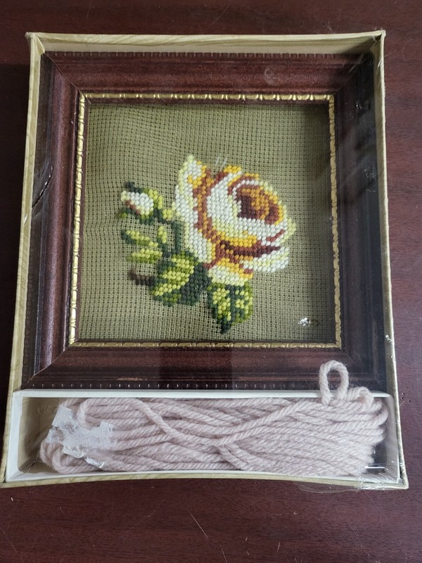 Vintage Make Your Own Needlepoint Tapestry Picture  7" Mahogany