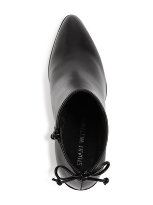 

STUART WEITZMAN Женские кожаные ботильоны Black Tie At Back на высоком блочном каблуке, Черный, LOFTY