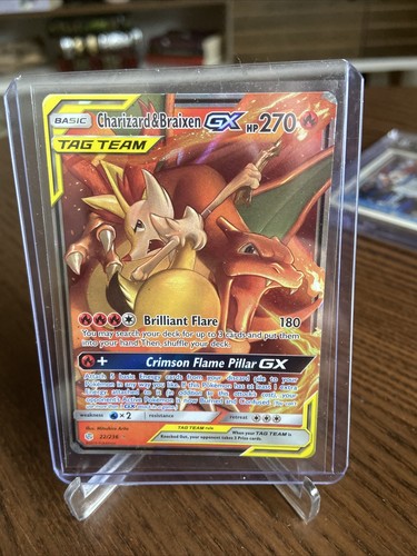 ULTRA RARE Charizard & Braixen GX Tag Team 22/236 Pokemon