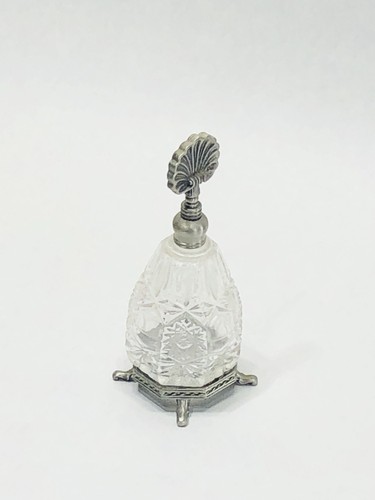 ABC Dist. Vtg Glass Perfume Bottle w/Orig. Metal  Stand Stopper