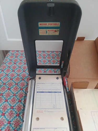 Vintage Moore Portable & Sales Recipt Register Forms & Carbon Rolls Mid Century