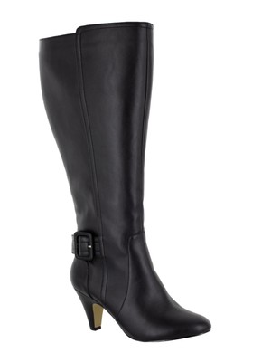 

Женские черные сапоги BELLA VITA с широкими икрами Troy Almond Toe Cone Heel Boots, Черный, TRO2+