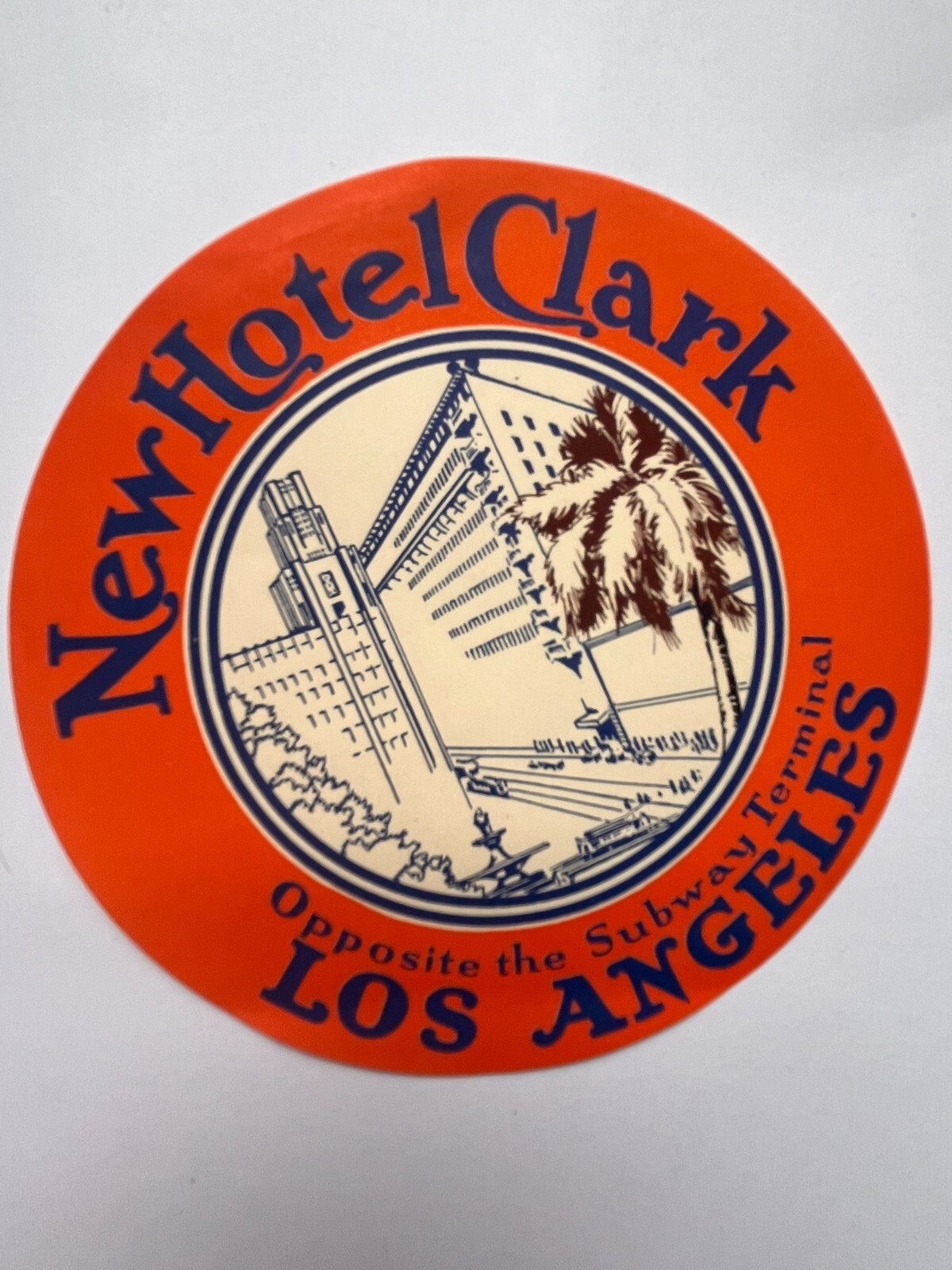 Vintage NEW HOTEL CLARK Decal Los Angeles, CA