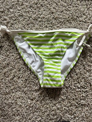 Unbranded Stripes White Green Side Tie Swim Bottom Beach Tropical Size Small