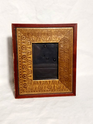 Vintage Tuscan Art Nouveau Etched Wood Picture Frame for 3.5'' x 5'' Photo Rustic