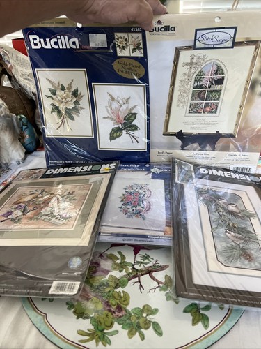 5 Cross Stitch Kits  (2) Dimensions & (3) Bucilla Flowers Bi