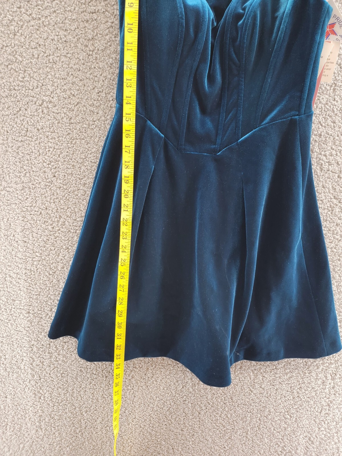 AQUA Strapless Velvet Mini Dress Women's 8 Blue Scoop Neck Back Zip Closure - Picture 7 of 15